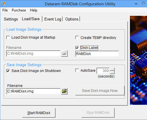 Программа создания виртуальных дисков в оперативной памяти Dataram RAMDisk. Скачать бесплатно.
