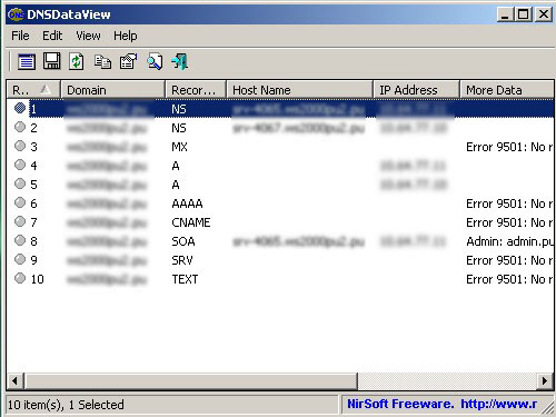 Программа работы с DNS запросами DNSDataView v. 1.10. Скачать бесплатно.