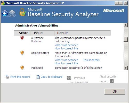 Программа проверки безопасности операционных систем семейства
 Windows Microsoft Baseline Security Analyzer. Скачать бесплатно.